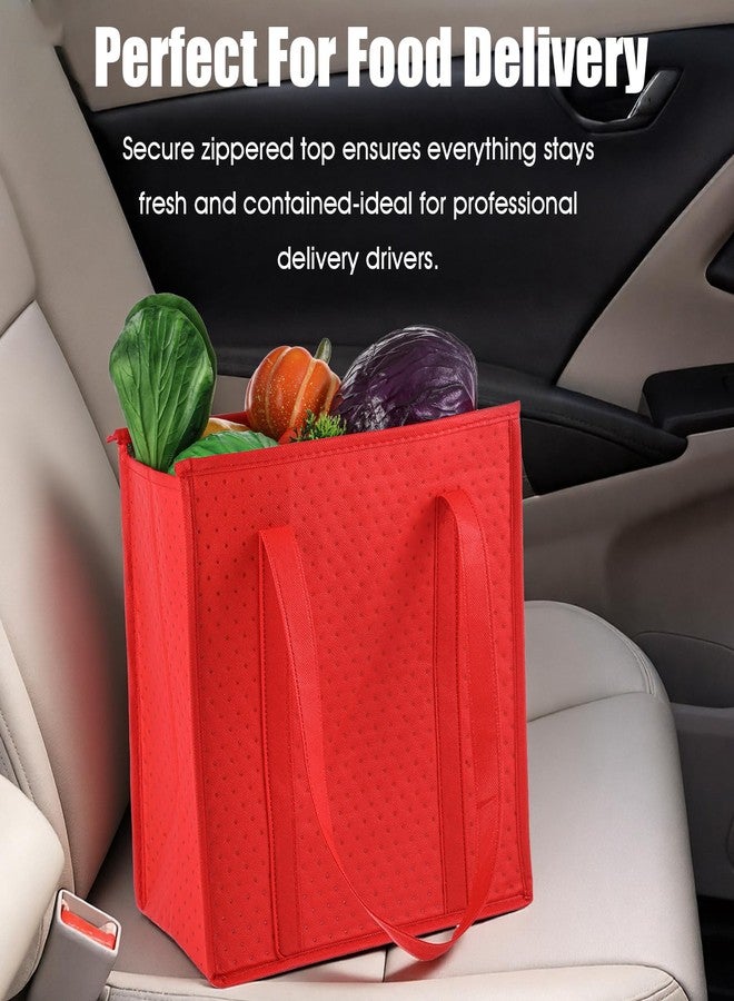 Caeuiciw 6 Pcs Insulated Grocery Bags Insulated Shopping Bag Small Red Large Reusable Insulat Cooler Bag with Zipper Top Shopping Totes for Hot or Cold Food - Image 4